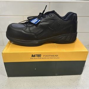 NEW Ad Tec Men's Athletic Uniform Work Leather Shoes Composite Toe Size 12 Black
